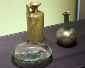 Roman glass display in the "Making Modernity" exhibit at CHF.