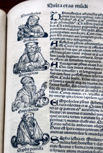 Illustration of Empedocles from Nuremburg Chronicles
