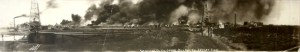 Oil well fire near El Dorado, KS in the 1920s