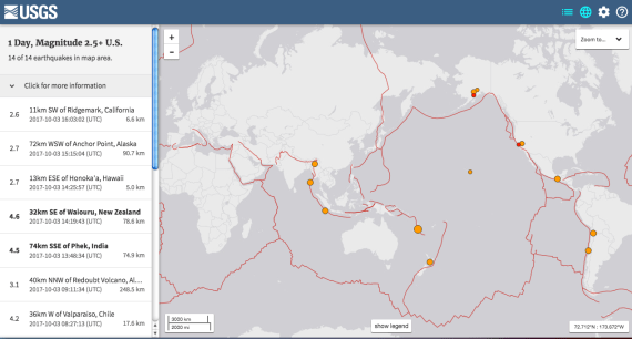 Earthquake realtime data