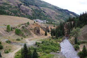 Mayflower Mill and tailings pile. The Silver Lake Mill was across the Animas River from the Mayflower.