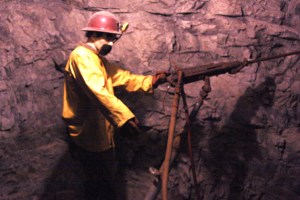 Jack leg drill display in the Hard Tack Mine