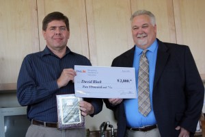 Receiving the award from Steve Platt of ING Foundation.