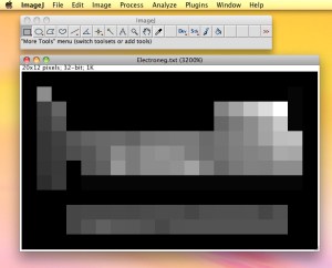 The grayscale heightmap in Image J after zooming in.