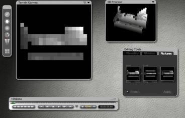 The Terrain Editor in Daz3D Bryce. The model may need additional smoothing to round off artifacts.
