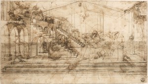 Original drawing by Leonardo da Vinci using iron-gall ink
