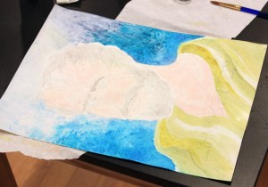 Flesh tones (lemon yellow with cobalt pink) and gray beard (carbon black).