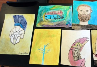 Paintings made with homemade pigments for my Intersession Science and Art class