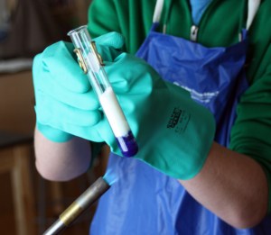 Making cobalt blue pigment.