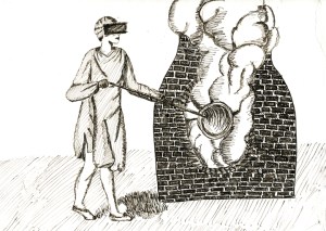 Illustration of plate glass making by Nicole