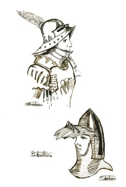 Illustration of armor by Sebastian using iron-gall ink