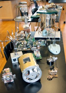 Some of the final sculptures by the Junk Art class at Walden School.