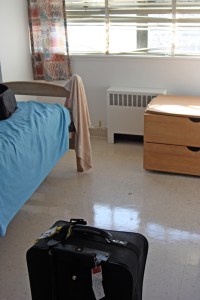 My room at 40 Berkeley. It was rather spartan, with only a bed, dresser, small closet, radiator, and window (with broken blinds). They give you one towel to use in a common bathroom. But they do serve good hot breakfasts downstairs.