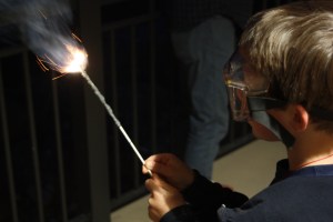 Homemade sparklers made by Evan to demonstrate the colors of fireworks