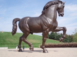 Completed horse statue in Grand Rapids, MI