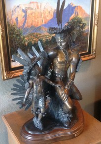 Feather dancers, a statue on display in the showroom of Adonis Bronze.