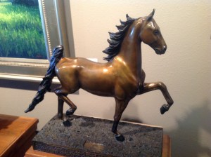 Bronze horse on display at Adonis Bronze in Alpine, Utah
