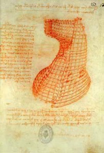 Da Vinci's sketch for how he would pour the bronze.