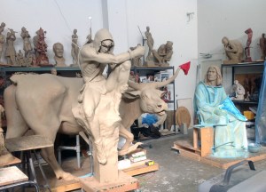 Other clay statues. They are built around a wire and metal rod armature.