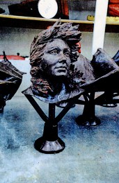 Wax mold after chasing, with the halves of the mold combined and cup and sprues (distribution channels) added.