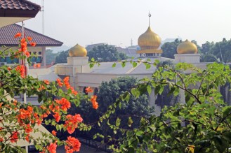 Mosque with bougainvillea