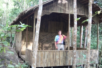 David in bamboo hut
