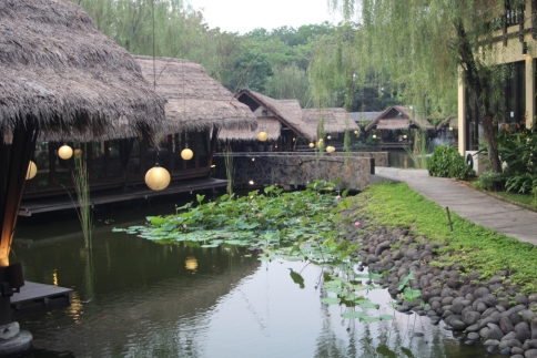 Huts and lillypond