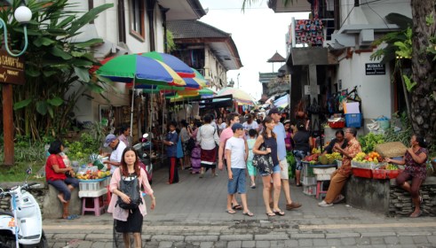 Market lane and tourists
