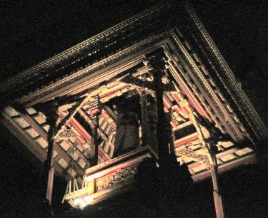 Neighborhood temple at night