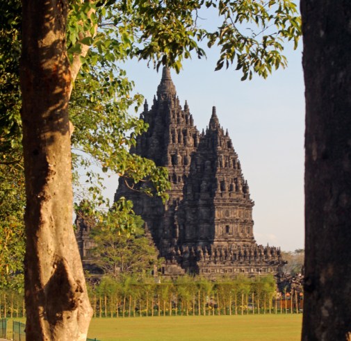 Prambanan through trees