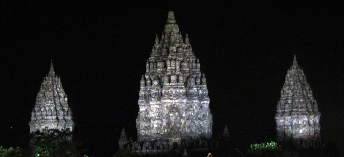 Temples at night