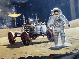 Astronaut and LRV mural